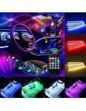 Kit Iluminare Ambientala LED Interior Masina, Multicolor RGB cu Telecomanda