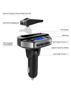 Kit modulator auto MP3 cu casca Handsfree si functie bluetooth