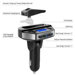 Kit modulator auto MP3 cu casca Handsfree si functie bluetooth