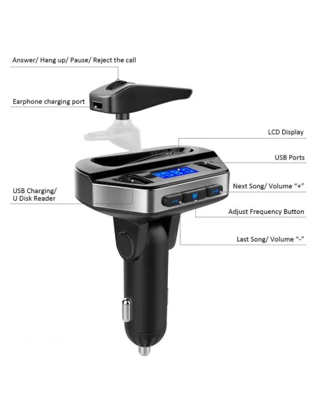 Kit modulator auto MP3 cu casca Handsfree si functie bluetooth