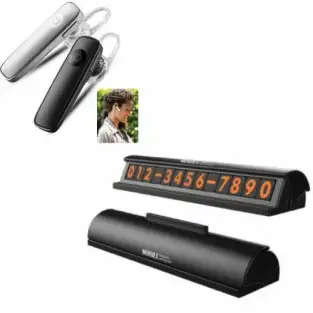 Pachet cadou Placuta numar telefon parcare pentru parbriz+ Casca bluetooth