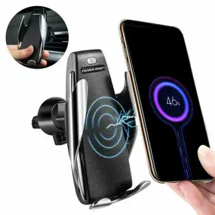 Suport auto pentru telefon cu functie de incarcare rapida Wireless, prindere ventilatie