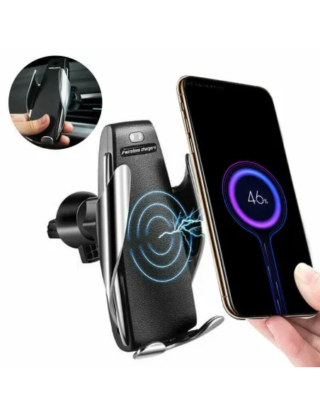 Suport auto pentru telefon cu functie de incarcare rapida Wireless, prindere ventilatie