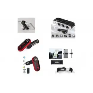Modulator FM cu Bluetooth, Mp3 player cu incarcator + Priza bricheta tripla, cu USB + Suport auto telefon