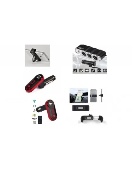Modulator FM cu Bluetooth, Mp3 player cu incarcator + Priza bricheta tripla, cu USB + Suport auto telefon
