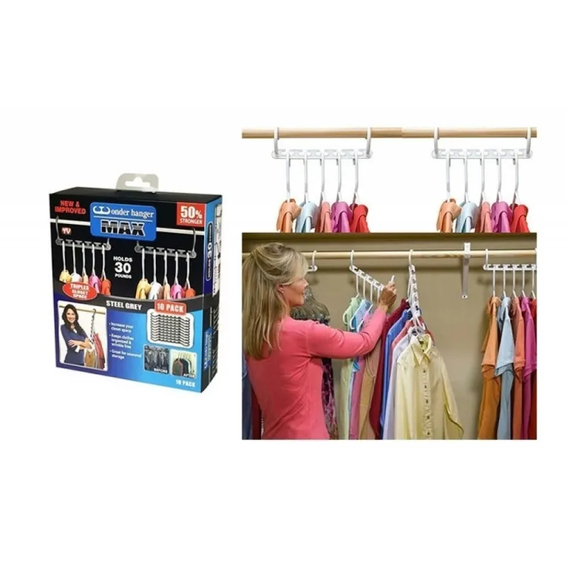 2 x Suport de umerase, Suport Organizator Wonder Hanger Max Pentru 60 Umerase