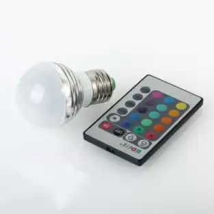 Bec LED 3W cu telecomanda si 16 culori RGB