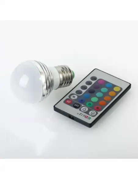 Bec LED 3W cu telecomanda si 16 culori RGB