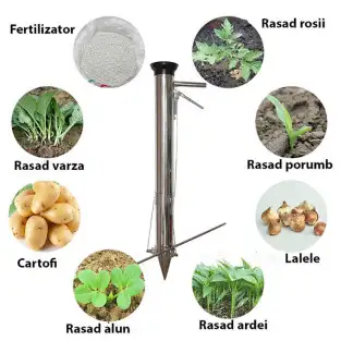 Plantator cultivator manual pentru rasaduri din otel inox
