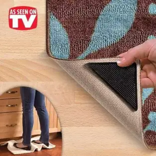 Set 4 triunghiuri adezive pentru covor, antialunecare