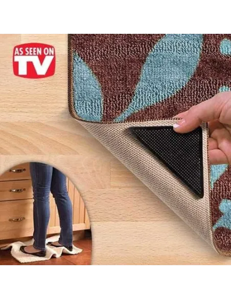 Set 4 triunghiuri adezive pentru covor, antialunecare