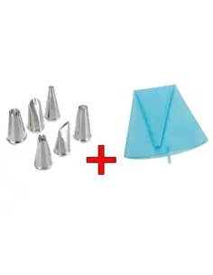 Set 6 duiuri din inox profesionale + Punga silicon pentru ornat