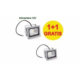 1+1 Gratis:Proiector Led 10 W cu alimentare la 12 V (poate fi alimentat la acumulatorul auto)