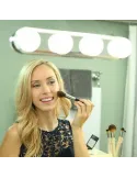 2 x Suport luminos pentru oglinda Studio Glow, 4 becuri, Argintiu
