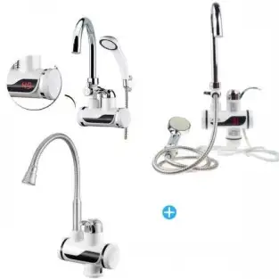 Pachet: Robinet Electric display pentru dus, pentru Incalzit Apa cu Dus, Furtun + Para + Robinet electric cu display