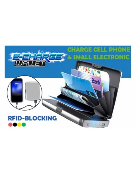 Portofel securizat pentru carduri cu incarcator baterie externa 2 in 1