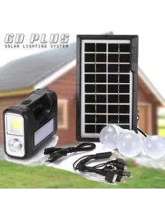 Kit Solar cu panou voltaic, Lanterna LED Radio FM USB 3 Becuri 6V4Ah 8028