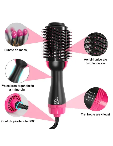 Perie fixa cu aer cald, 1000 W, One Step 3 in 1 red-mag.ro
