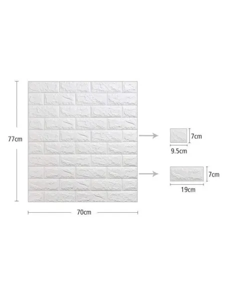Tapet autoadeziv caramizi albe, 77 x 70 cm, spuma moale 3D