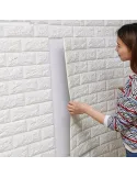 Tapet autoadeziv caramizi albe, 77 x 70 cm, spuma moale 3D