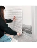 Tapet autoadeziv caramizi albe, 77 x 70 cm, spuma moale 3D