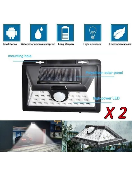 Set 2 x lampa solara 32 LED si senzor de miscare red-mag.ro