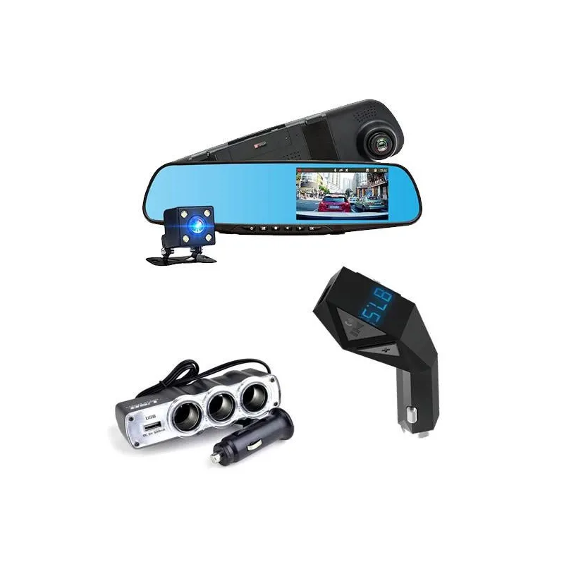 Camera dubla Full HD + Car Kit Bluetooth N8 + Priza tripla USB