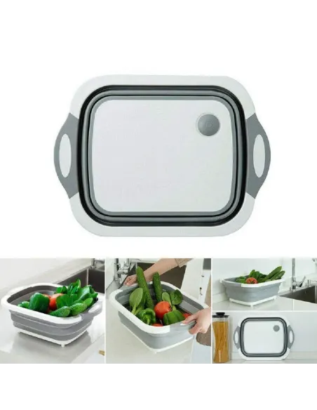 Tocator multifunctional, pliabil, cu dop, 40 x 30 x 3 cm