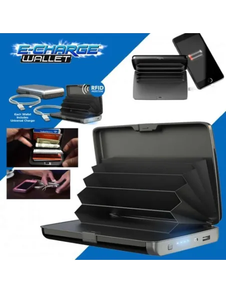 Portofel cu acumulator si protectie antiscanare carduri