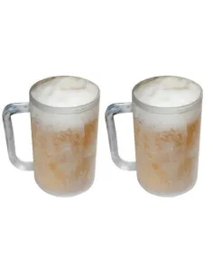 Set 2 x halba de bere cu pereti dubli pentru congelator