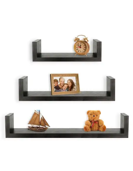 Set 3 rafturi etajere, material MDF, culoare wenge red-mag.ro