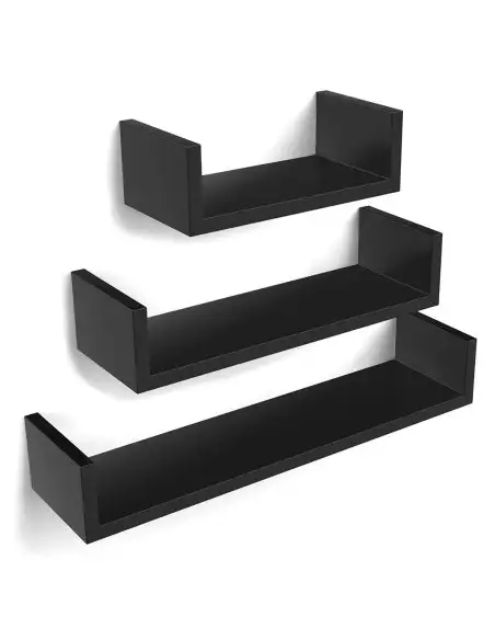 Set 3 rafturi etajere, material MDF, culoare wenge red-mag.ro