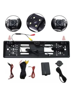 Suport auto de numar cu senzori parcare si camera, Negru