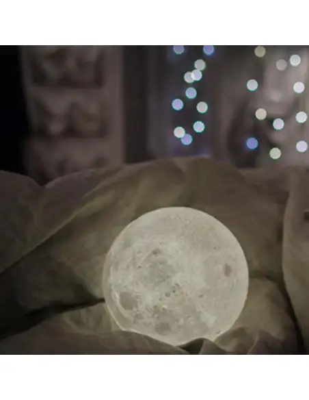Moon Lamp 3D - lampa in forma de luna, lumina LED, stand lemn