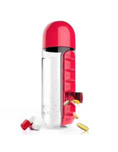 Sticla de apa cu organizator de medicamente red-mag.ro 2