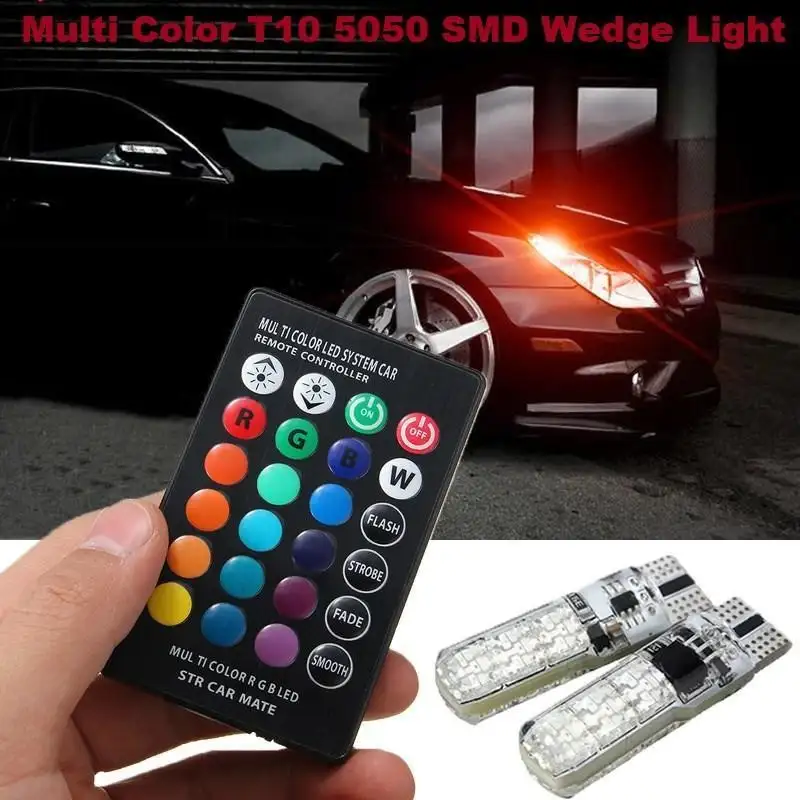 Set 2 becuri RGB auto cu telecomanda red-mag.ro