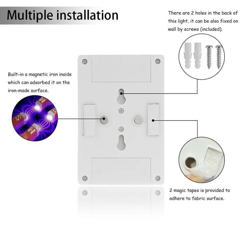 Set 2 x Intrerupator fara fir cu LED, 3 modalitati de montare