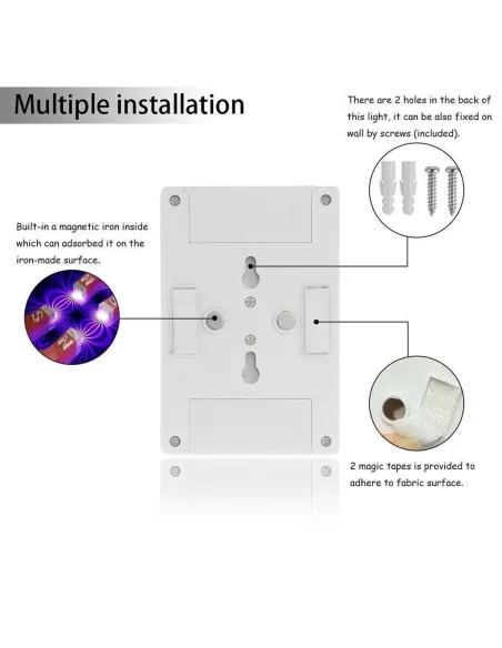 Set 2 x Intrerupator fara fir cu LED, 3 modalitati de montare