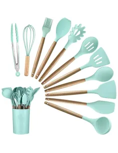 Set 12 ustensile de bucatarie, Antiaderente, Silicon, Maner din 2
