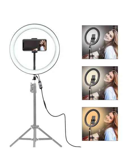 Inel trepied Selfie Stick Bluetooth L07, portabil, LED 5 inch