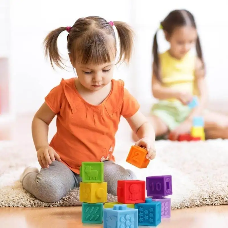 Set 9 cuburi de construit din silicon pentru bebe red-mag.ro