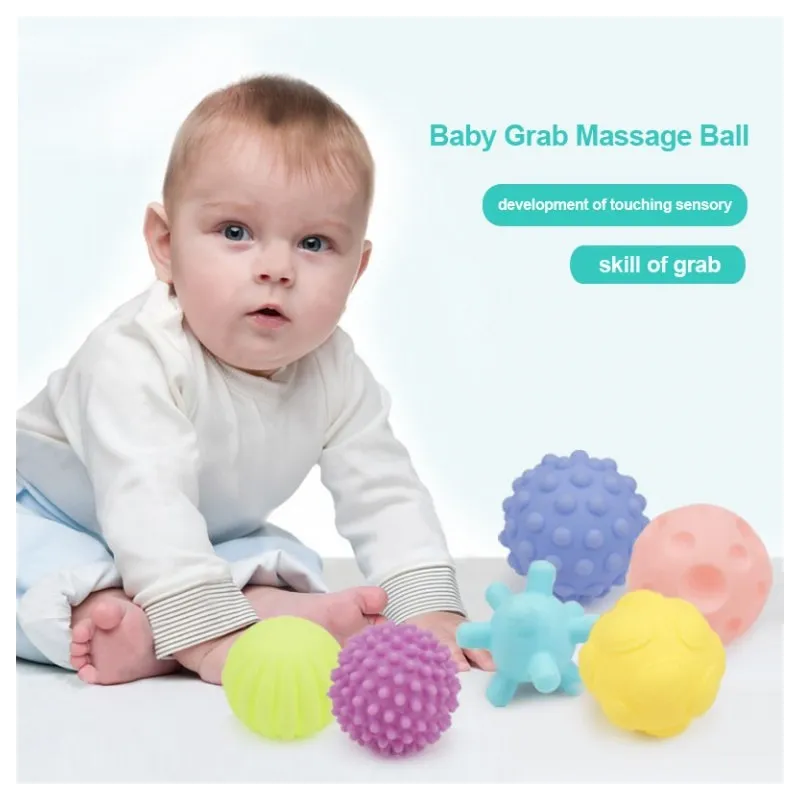 Set 6 bile tactile pentru bebelusi multicolore red-mag.ro