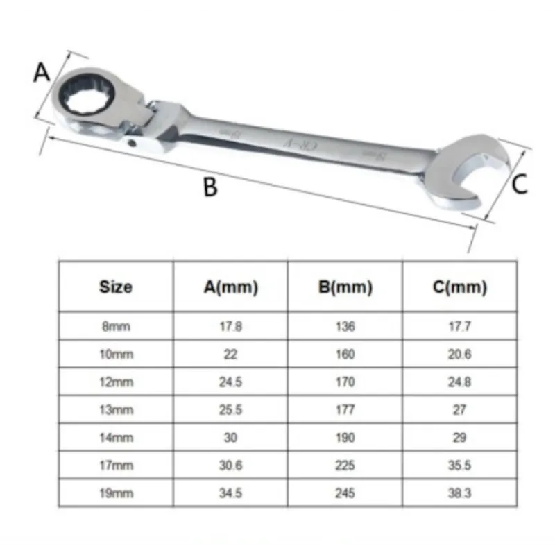 Set 7 chei cu clichet combinate Crom-Vanadiu red-mag.ro