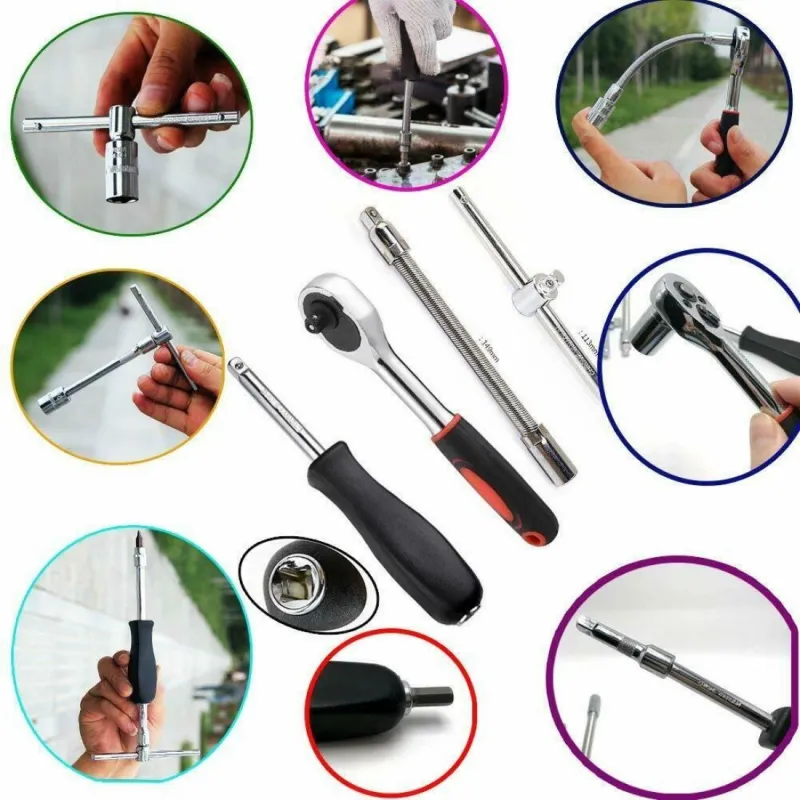 Trusa 46 piese chei tubulare si biti red-mag.ro