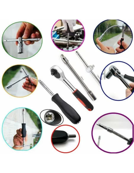 Trusa 46 piese chei tubulare si biti red-mag.ro