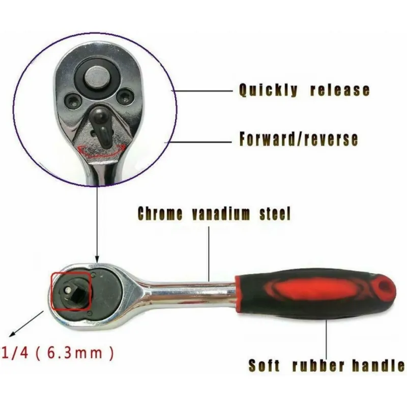 Trusa 46 piese chei tubulare si biti red-mag.ro