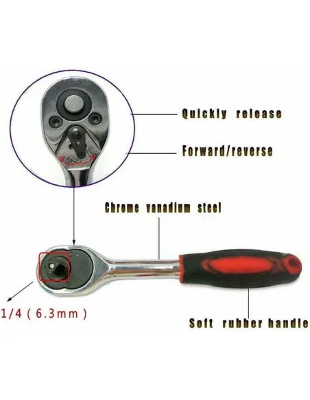 Trusa 46 piese chei tubulare si biti red-mag.ro