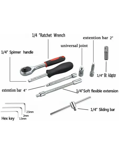 Trusa 46 piese chei tubulare si biti red-mag.ro