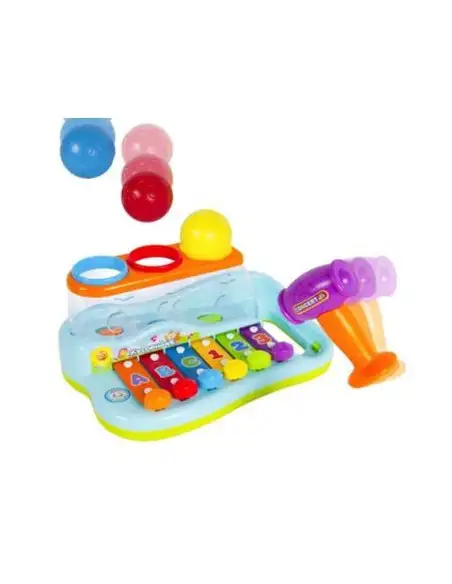 Jucarie muzicala colorata cu xilofon si ciocanel educativ