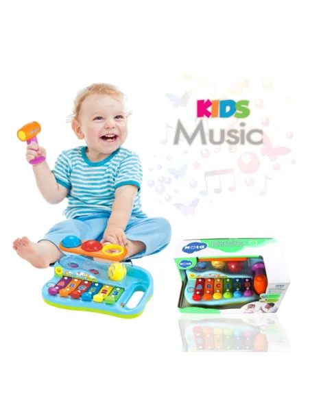 Jucarie muzicala colorata cu xilofon si ciocanel educativ
